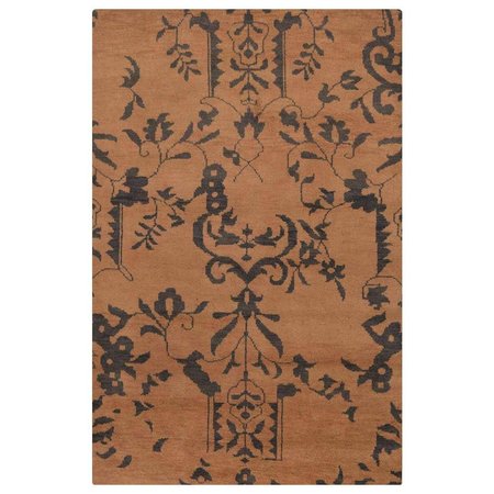 GLITZY RUGS 6 x 9 ft. Hand Knotted Wool Floral Rectangle Area RugBeige UBSN00913K0001A11